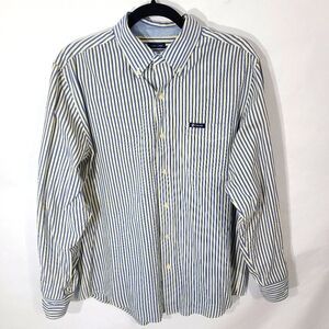 Chaps‎ Men's Size Medium M Yellow White and Blue Striped Shirt Long Sleeve Top